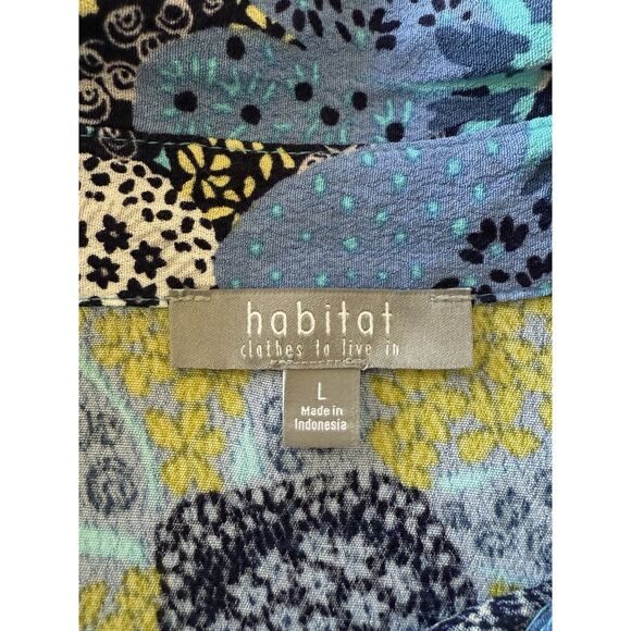 Habitat Floral Blouse Top Flare Flutter Sleeve Tiered Artsy Drapes Classic Large - Picture 14 of 16